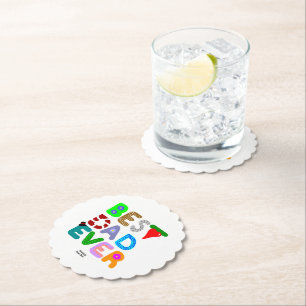Best Dad Ever Scalloped Round Paper Coaster