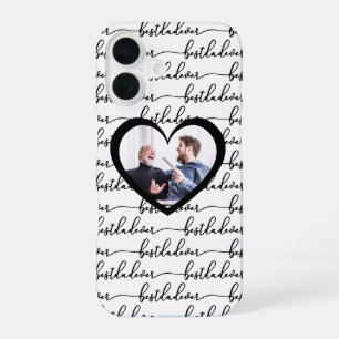 Best Dad Ever Script Black White Photo iPhone 16 Case