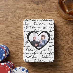Best Dad Ever Script Black White Photo Playing Cards