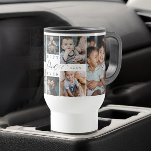 Best Dad Ever Script Father's Day Photo Collage Travel Mug