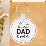 Best Dad Ever Script Photo White Key Ring<br><div class="desc">Best dad ever.</div>