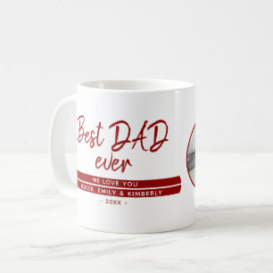 Best Dad Ever Script Red Modern Father`s Day Photo Coffee Mug