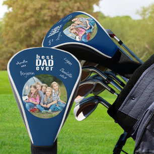 Best Dad Ever Signed Photo Blue Personalised Golf Head Cover