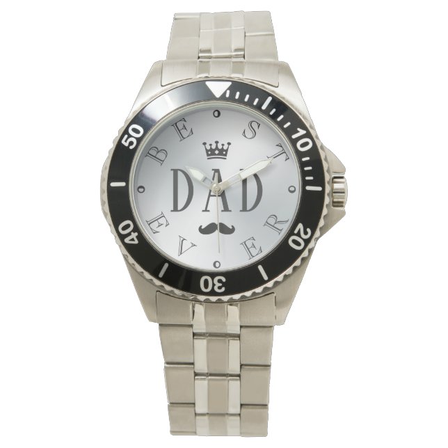 BEST DAD EVER Silver Gradient Watch (Front)