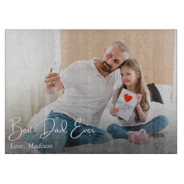 Best Dad Ever Simple Custom Photo Cutting Board (Front)