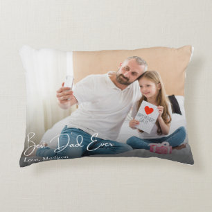 Best Dad Ever Simple Custom Photo Decorative Cushion