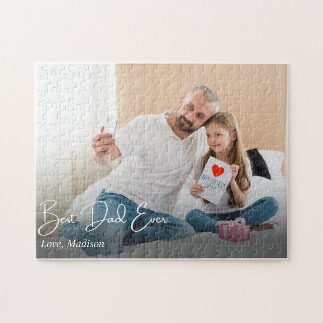Best Dad Ever Simple Custom Photo Jigsaw Puzzle (Horizontal)