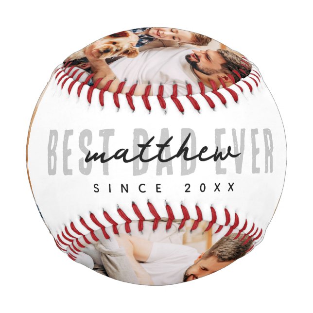 Best Dad Ever Since 20XX Modern Simple Preppy Baseball (Front)