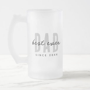 Best Dad Ever Since 20XX Modern Simple Preppy Frosted Glass Beer Mug