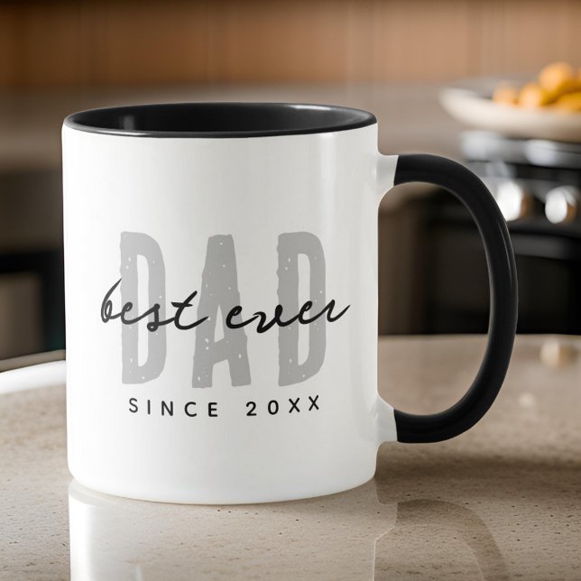 Best Dad Ever Since 20XX Modern Simple Preppy Mug (Creator Uploaded)
