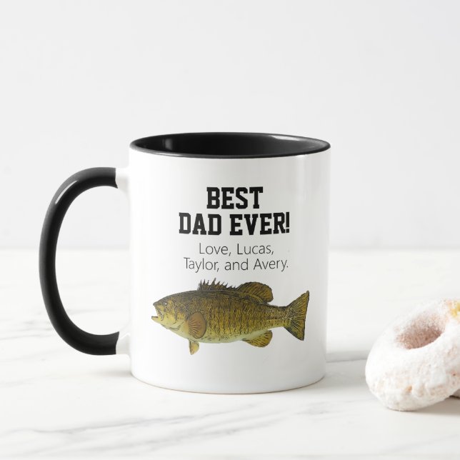 Best Dad Ever Smallmouth Bass Fishing Father's Day Mug (With Donut)