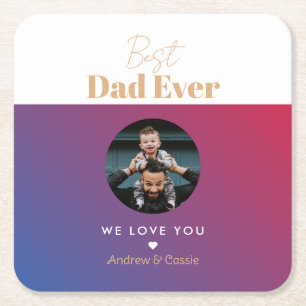 Best dad ever square paper coaster
