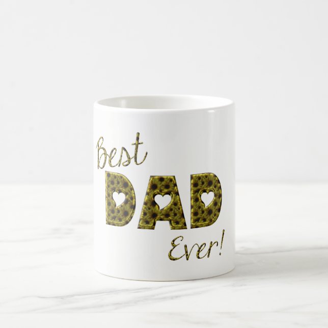 Best Dad Ever Sunflower Floral Typography Coffee Mug (Center)