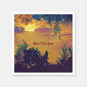 Best Dad Ever Sunrise Scenery Abstract Art Cute Napkin