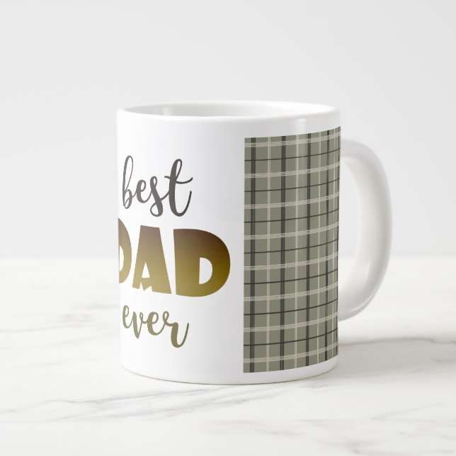 Best Dad Ever , Tartan Pattern , Father's Day Large Coffee Mug (Front Right)