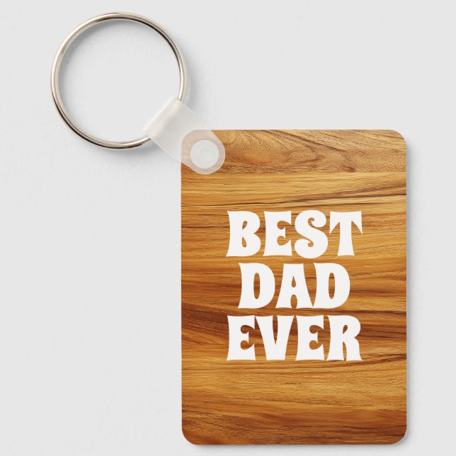 Best Dad Ever Teak Wood Photo Key Ring (Front)