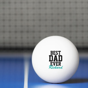 Best Dad Ever Teal Monogrammed Father's Day Ping Pong Ball