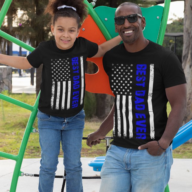 Best Dad Ever Thin Blue Line Police Father's Day T-Shirt (Creator Uploaded)
