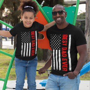 Best Dad Ever Thin Red Line Firefighters Daddy T-Shirt