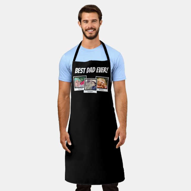 Best Dad Ever Three Photo Father's Day Gift Apron (Worn)