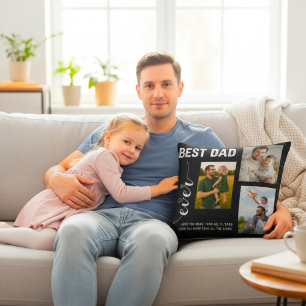"Best Dad Ever" Throw Pillow with Custom photos