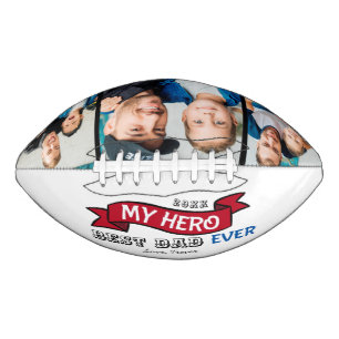Best Dad Ever Topography Red Banner Photo Collage American Football