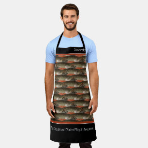 Best Dad Ever Trout Black White Rust Fish Pattern Apron