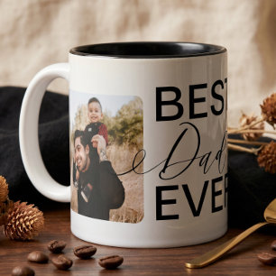 Best Dad Ever Two Full Photo Collage Two-Tone Coffee Mug