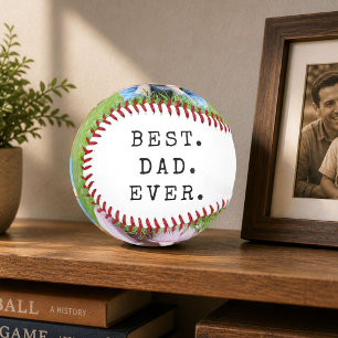 BEST DAD EVER Two Photos Father's Day Keepsake Baseball