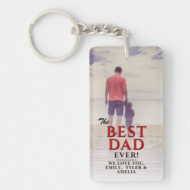 Best Dad Ever Typography Father`s Day Full Photo K Key Ring (Front)