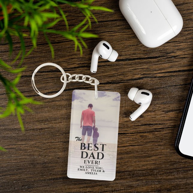 Best Dad Ever Typography Father`s Day Full Photo Key Ring (Creator Uploaded)