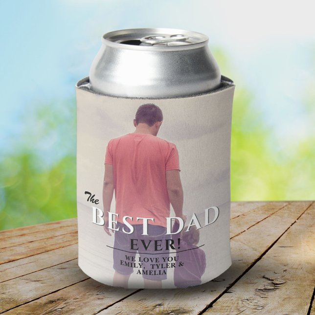 Best Dad Ever Typography Father`s Day Photo Can Cooler (Creator Uploaded)