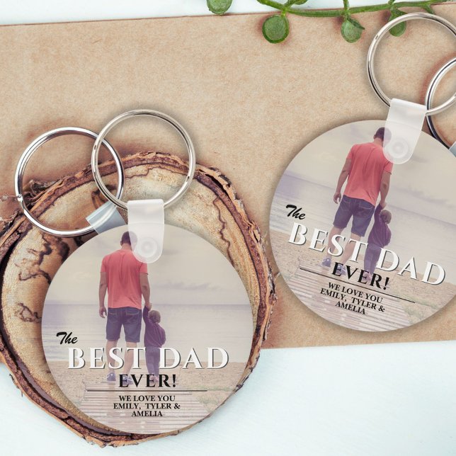 Best Dad Ever Typography Father`s Day Photo Key Ring (Creator Uploaded)