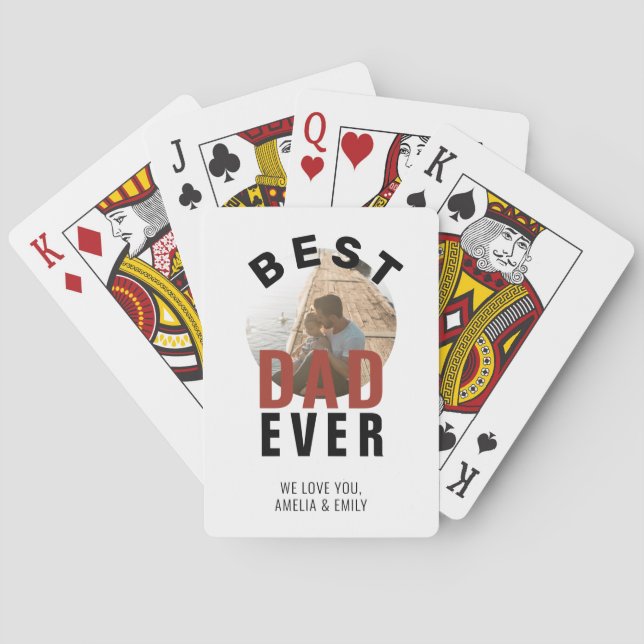 Best Dad Ever Typography Father`s Day Photo   Playing Cards (Back)