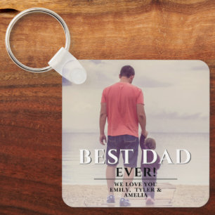 Best Dad Ever Typography Father`s Full Day Photo Key Ring