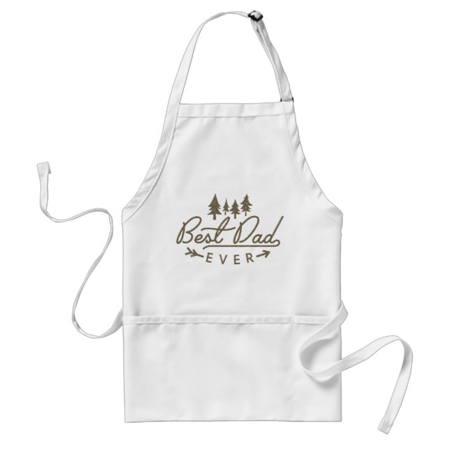 Best Dad Ever Typography in Brown with Trees Standard Apron (Front)