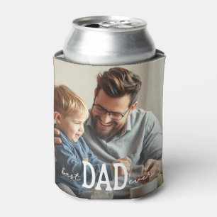 Best Dad Ever Typography Photo Can Cooler