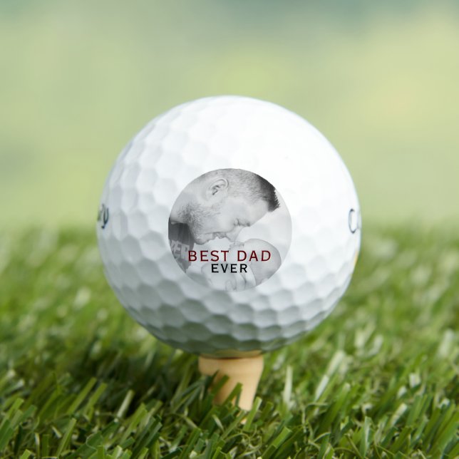 Best Dad Ever Typography Photo Father`s Day  Golf Balls (Insitu Tee)