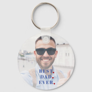 Best dad ever typography photo overaly keychain