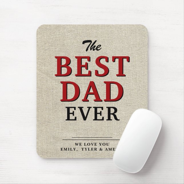 Best Dad Ever Typography Rustic Father`s Day Mouse Mat (With Mouse)