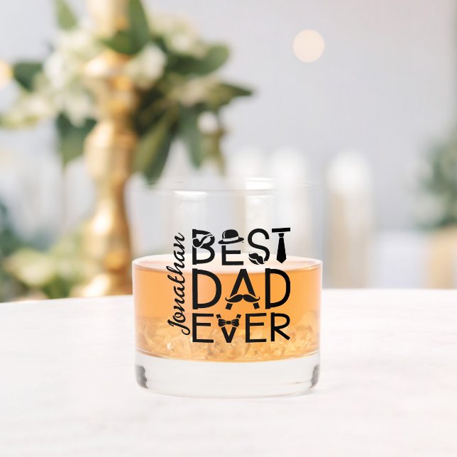 Best Dad Ever Typography Whiskey Glass (Insitu (Wedding))