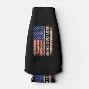 Best Dad Ever US American Flag Gifts for Father's Bottle Cooler