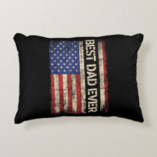 Best Dad Ever US American Flag Gifts for Father's Decorative Cushion