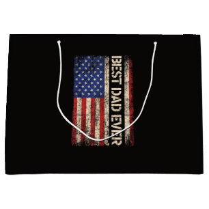 Best Dad Ever US American Flag Gifts for Father's Large Gift Bag