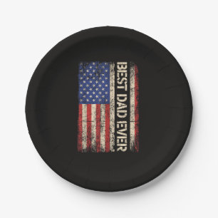 Best Dad Ever US American Flag Gifts for Father's Paper Plate