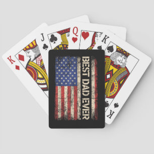Best Dad Ever US American Flag Gifts for Father's Playing Cards