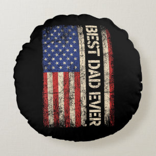 Best Dad Ever US American Flag Gifts for Father's Round Cushion