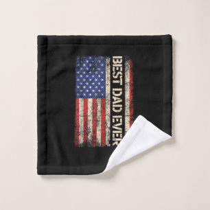 Best Dad Ever US American Flag Gifts for Father's Wash Cloth