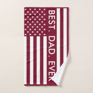 Best Dad Ever USA Flag Custom Hand Towel