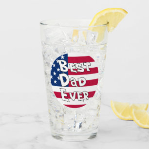 Best Dad Ever USA Flag Glass